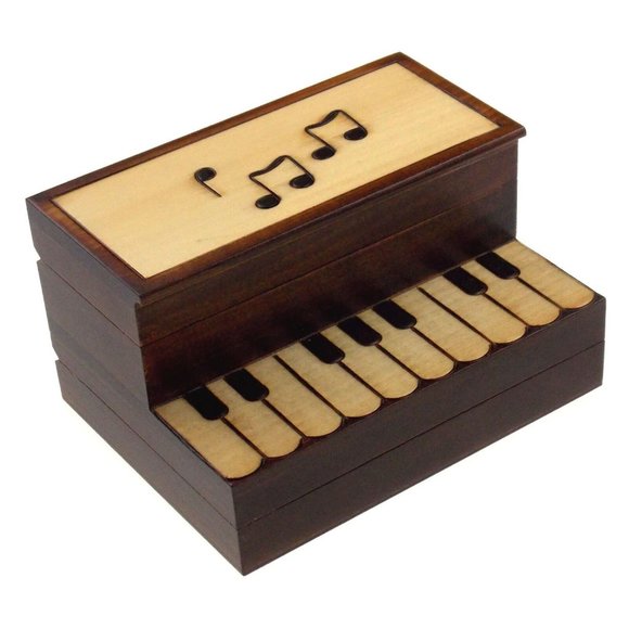 Upright Piano Wood Music Notes Gift Jewelry Keepsake Trinket Storage Organizer - Picture 1 of 3